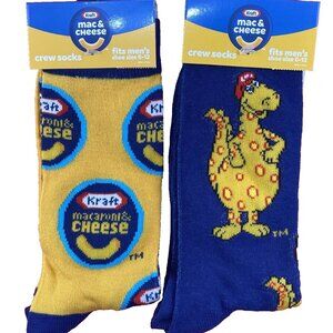 NWT 2 Pair Kraft Mac and Cheese Socks Macaroni Cheeseasaurus Rex Men’s 6-12